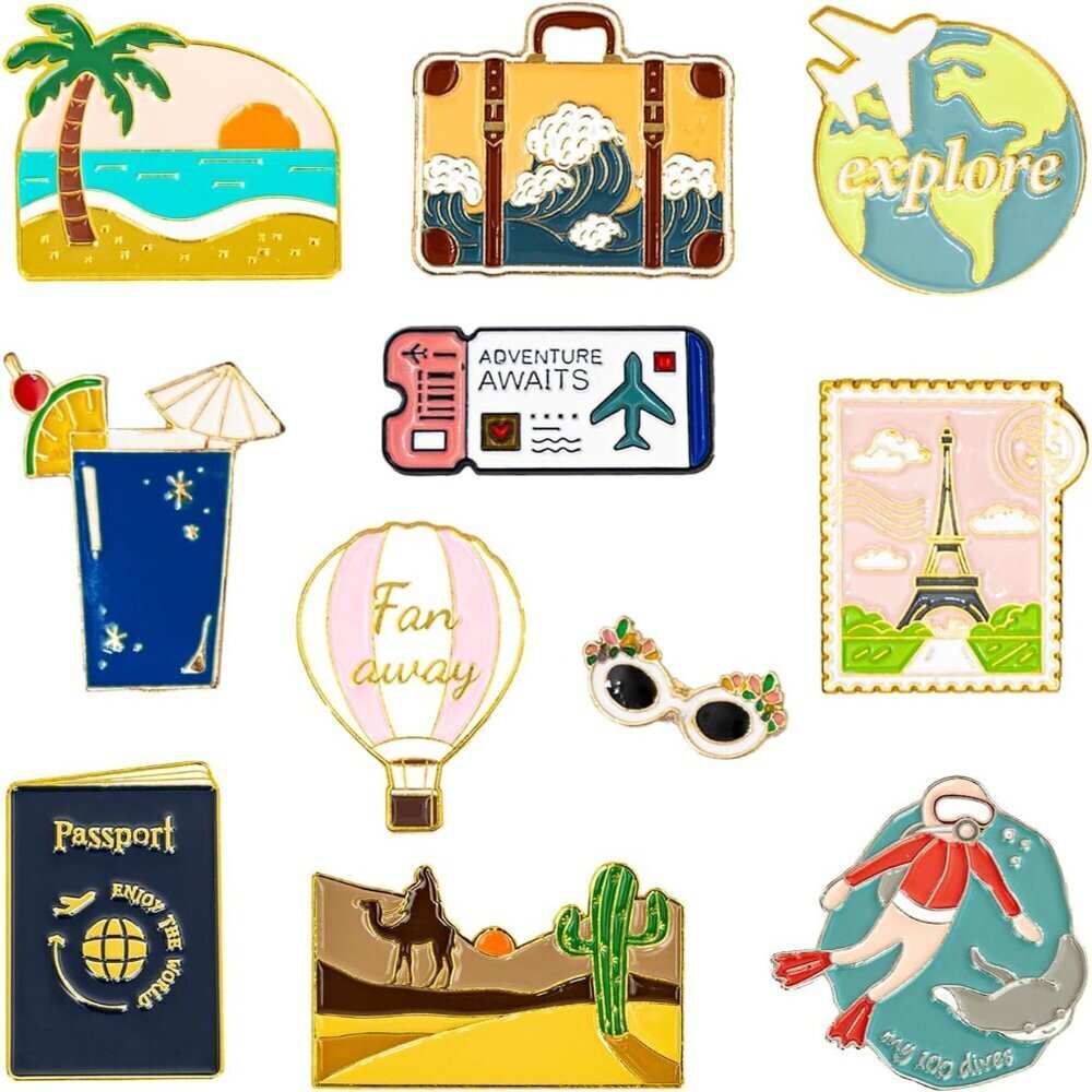 Enamel Pin Set Metal Brooch Badges 11 Pieces for Jackets Bags DIY Craft